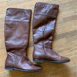 Ecco size 37 brown leather riding boots. 16” tall. very comfy